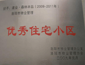 2008年12月12日，洛陽森林半島被評為"洛陽市物業(yè)管理示范住宅小區(qū)"稱號。